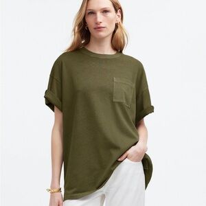Madewell Oversized Green Cotton Pocket Tee M